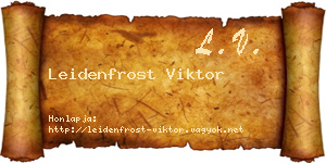 Leidenfrost Viktor névjegykártya